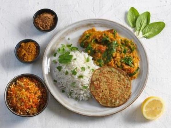 Recette Dahl de lentilles corail noix de coco et galettes de pois chiches