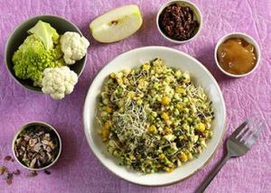 Recette Taboulé de choux multicolores et graines germées, vinaigrette miso