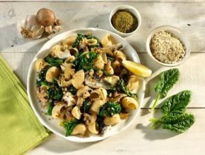 Recette Pâtes escargots aux sardines, champignons et épinards